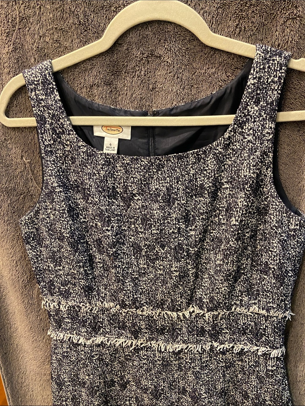 Talbots navy & White Tweed Midi Sheath Dress - Picture 4 of 9